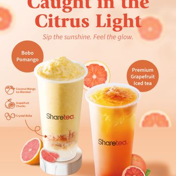 Sharetea - Two new drinks for this spring: Bobo Pomango and Premium grapefruit tea. - Bubble Tea Near Me - Washington, DC, District of Columbia