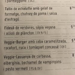 Xicoira - La carta