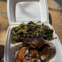 Johnny's Jamaican Grill - Jerk chicken with greens
