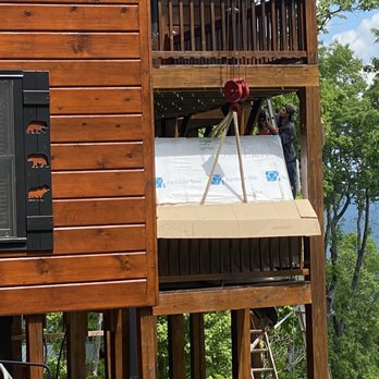 North Georgia Spas - The hot tub being placed on the back porch - Pool & Hot Tub Service Near Me - Blue Ridge, Georgia