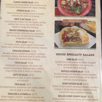Caffe 101 - Inside of menu - Cafes Near Me - Boiling Springs, Pennsylvania