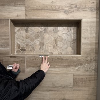 Arizona Tile - Nichole showing an example of how the trim piece can be placed next to the tile. - Building Supplies Near Me - Roseville, California Arizona Tile - Nichole showing an example of how the trim piece can be placed next to the tile. - Building Supplies Near Me - Roseville, California
