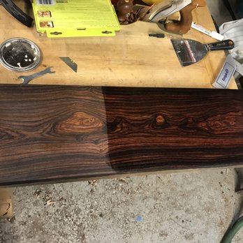 Marvel Woods - Mexican Cocobolo.  Crazy looking figure.  This is with 320 grit without wax and with wax - Building Supplies Near Me