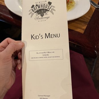 Glacier BrewHouse - Front of kids menu - American Near Me - Anchorage, Alaska