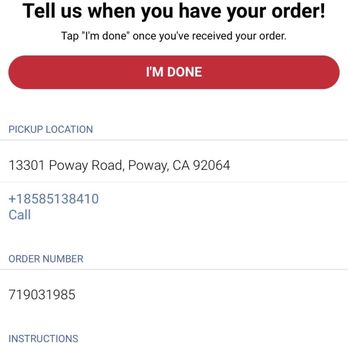 Five Guys - This is what the online automated app looked like. There were two previous screens with red "I'm on my way" and "I'm here" buttons. - Burgers Near Me - Poway, California Five Guys - This is what the online automated app looked like. There were two previous screens with red "I'm on my way" and "I'm here" buttons. - Burgers Near Me - Poway, California
