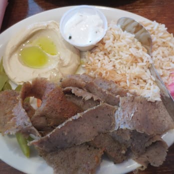 Afrah Restaurant - Gyro plate with hummus & vermicelli rice - Mediterranean Near Me - Richardson, Texas Afrah Restaurant - Gyro plate with hummus & vermicelli rice - Mediterranean Near Me - Richardson, Texas