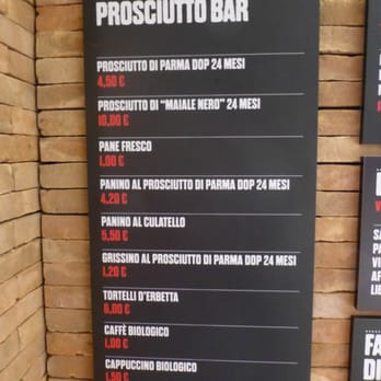 Rosa dell'Angelo - The menu at the prosciutto bar - Bars Near Me - Traversetolo, Puerto Rico