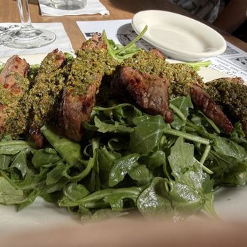Jill's Place - Oh this is a must try. Steak, arugula with chimichurri - Steakhouses Near Me - Santa Barbara, California Jill's Place - Oh this is a must try. Steak, arugula with chimichurri - Steakhouses Near Me - Santa Barbara, California