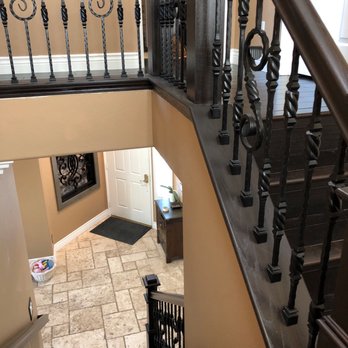 Legacy Stairs - New hard wood rails and iron spindles - Decks & Railing Near Me Legacy Stairs - New hard wood rails and iron spindles - Decks & Railing Near Me