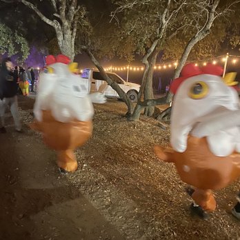 Coarsegold Rodeo - And then giant chickens ran by us at Coarsegold Rodeo, trunk or treat - Coarsegold, California