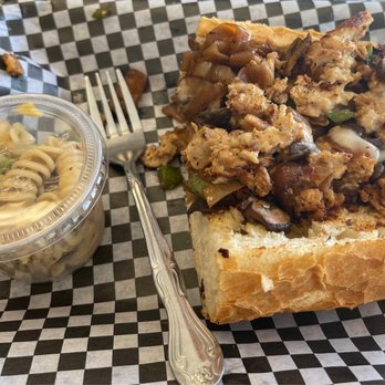 Elevated Sandwiches - 1/2 The Chicken Cheesesteak Sandwich with pasta salad - Sandwiches Near Me - Fort Collins, Colorado
