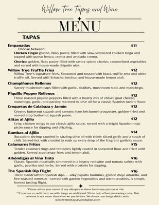 Menu photo 3 Willow Tree Tapas & Wine Prescott, AZ