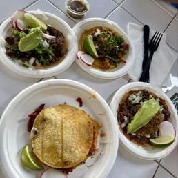 Mulita with adobada meat & 2 carne asada tacos & 1 tripa taco.