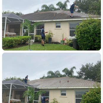 Big Little Guy - Before and after roof cleaning. Soft wash cleaning - Window Washing Near Me - Vero Beach, Florida Big Little Guy - Before and after roof cleaning. Soft wash cleaning - Window Washing Near Me - Vero Beach, Florida