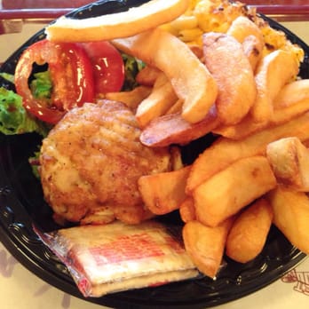 Faidley's Seafood - Delicious crabcakes with a side of carb overload - Seafood Markets Near Me - Baltimore, Maryland