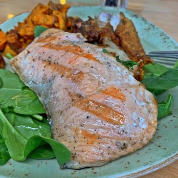 Tender Greens - Salmon and Chicken and Sweet Potatoes - New American Near Me - Studio City, California Tender Greens - Salmon and Chicken and Sweet Potatoes - New American Near Me - Studio City, California