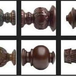 Drapery Finials from companies such as Kirsch, TMS menagerie and Select Drapery Hardware