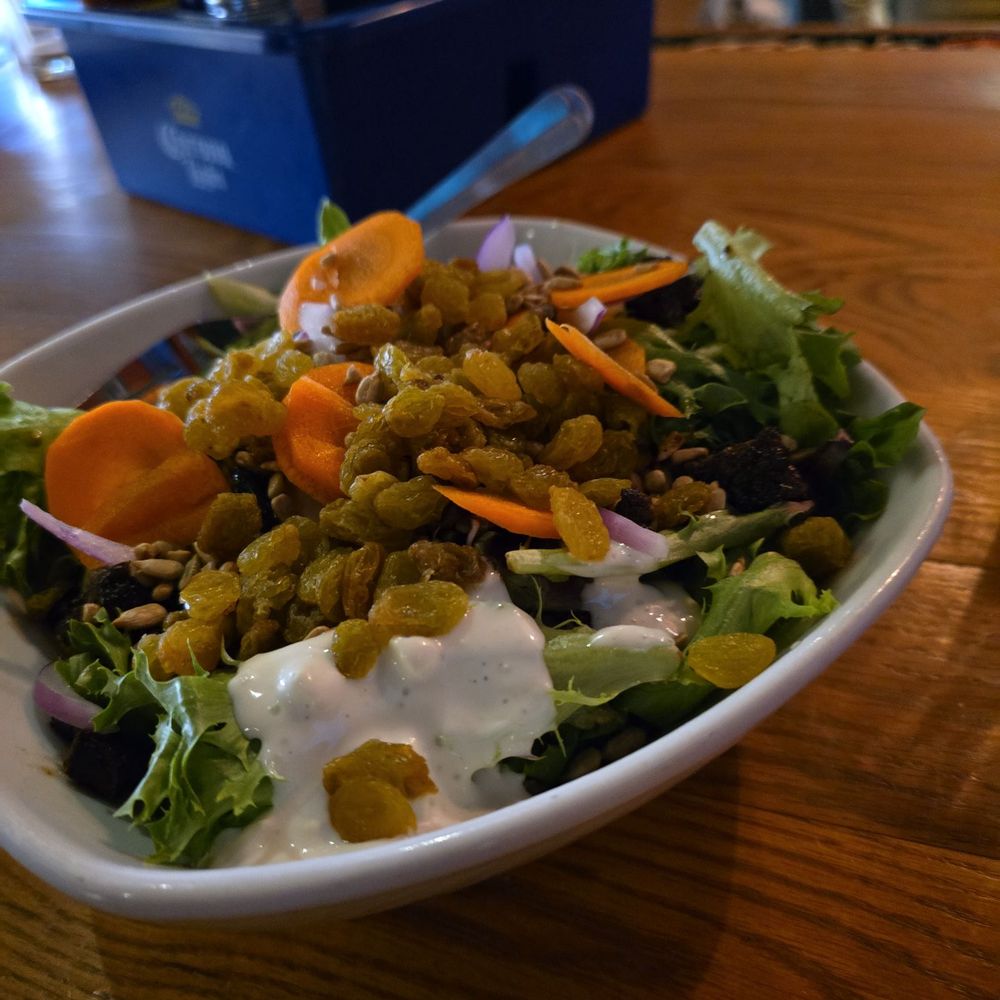 Steak salad but the carrots are bigger then the tiny bits of meat.not worth the $7 extra Steak salad but the carrots are bigger then the tiny bits of meat.not worth the $7 extra