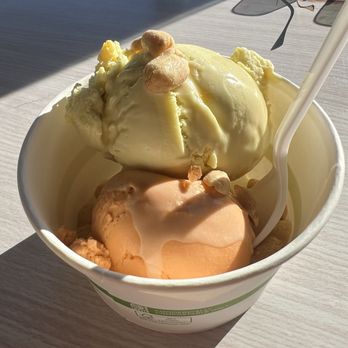 Coco Bomb - Mango and Thai Tea ice cream with peanuts and coconut milk. - Cafes Near Me - San Diego, California