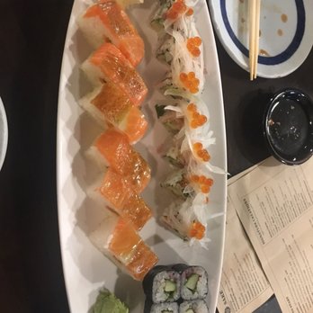 Cafe Sushi Shoten - Salmon Tosa Maki Umeshiso maki Pressed salmon shiso square sushi - Japanese Near Me - Cambridge, Massachusetts Cafe Sushi Shoten - Salmon Tosa Maki Umeshiso maki Pressed salmon shiso square sushi - Japanese Near Me - Cambridge, Massachusetts