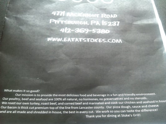 Menu photo 5 Stoke's Grill Pittsburgh, PA