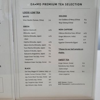DAMO - Menu 2 - Coffee & Tea Near Me - Los Angeles, California