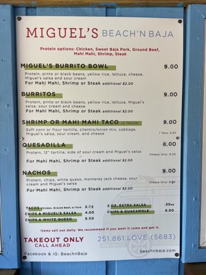 Menu photo 2 Miguel's Beach'n Baja Dauphin Island, AL