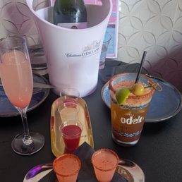 Mandala mimosa package, Mexican candy shot, michelada. Mandala mimosa package, Mexican candy shot, michelada.