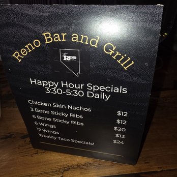 Reno Bar and Grill - The happy hour menu. - Comfort Food Near Me - Reno, Nevada Reno Bar and Grill - The happy hour menu. - Comfort Food Near Me - Reno, Nevada