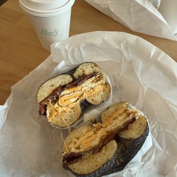 Howdy Bagel - Bacon, egg, and cheese on poppyseed bagel - Bagels Near Me - Tacoma, Washington