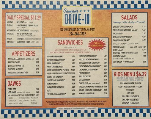 Menu photo 2 Campus Drive-In Gate City, VA Menu photo 2 Campus Drive-In Gate City, VA