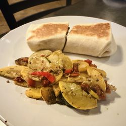 Karem's Grill and Pub - Philly Cheesesteak Wrap and Side Zucchini & Squash
