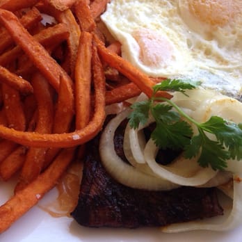 Raya - Wagyu Beef, Sweet potato fries and eggs (we added eggs) - Seafood Near Me - Dana Point, California Raya - Wagyu Beef, Sweet potato fries and eggs (we added eggs) - Seafood Near Me - Dana Point, California
