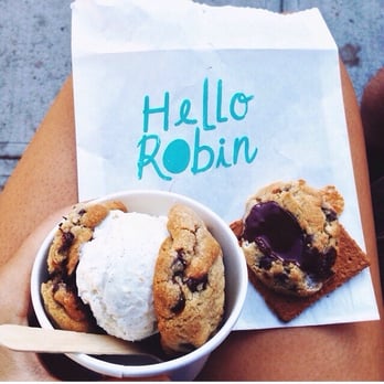 Hello Robin - chocolate chip cookie sammich with vanilla ice cream and a macklesmore cookie - Bakeries Near Me - Seattle, Washington