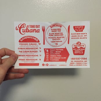 La Cubana - Menu. - Cuban Near Me - Toronto, Ontario