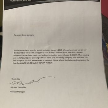 OpenSided MRI - The letter written by the facility manager I wrote review on . - Diagnostic Imaging Near Me - Las Vegas, Nevada OpenSided MRI - The letter written by the facility manager I wrote review on . - Diagnostic Imaging Near Me - Las Vegas, Nevada