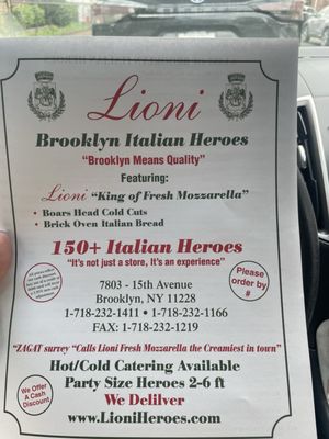 Menu photo 2 Lioni Italian Heroes Brooklyn, NY Menu photo 2 Lioni Italian Heroes Brooklyn, NY