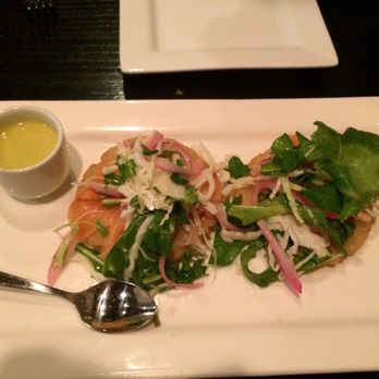 Mayan Cafe - Smoked Salmon Salbutes with Jalapeño Purée. - Latin American Near Me - Louisville, Kentucky Mayan Cafe - Smoked Salmon Salbutes with Jalapeño Purée. - Latin American Near Me - Louisville, Kentucky