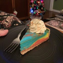 Peteet's Famous Cheesecakes - Slice of Superman cheesecake.