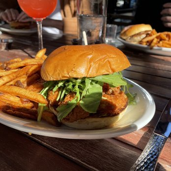 Satis Bistro - Chicken cutlet sandwich. The fries are amazing!!! The sandwich was fine. - Wine Bars Near Me - Jersey City, New Jersey