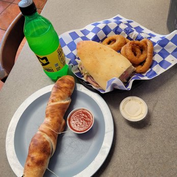 Palermo Pizza - Italian sub, onion rings and a broccoli roll. - Pizza Near Me - New Holland, Pennsylvania Palermo Pizza - Italian sub, onion rings and a broccoli roll. - Pizza Near Me - New Holland, Pennsylvania