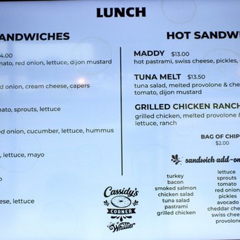 Cassidy´s Corner - Menu - Breakfast & Brunch Near Me - Whittier, California