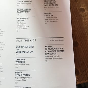 Everett's 8800 - Dessert and Kids Menu - New American Near Me - Big Sky, Montana