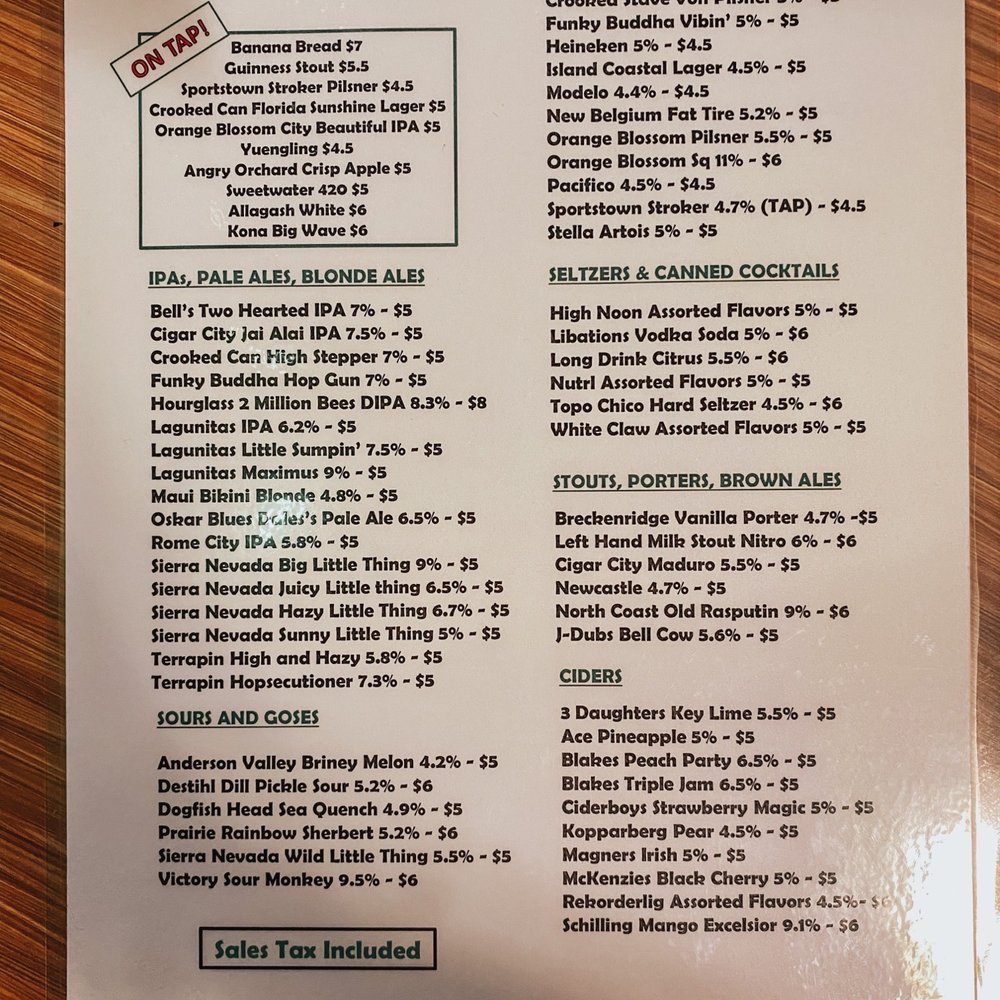 Sportstown Billiards - Menu - Pool Halls Near Me - Orlando, Florida Sportstown Billiards - Menu - Pool Halls Near Me - Orlando, Florida