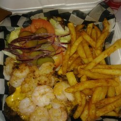 Joe's Cafe - Surf and Turf burger with fries