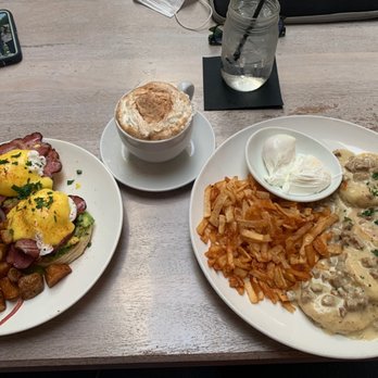 Toast Kitchen & Bar - The house eggs benedict and biscuits and gravy. Both were really good! - Breakfast & Brunch Near Me - Brea, California