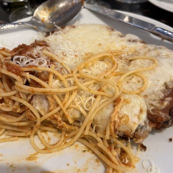 Pasta Cucina - Half eaten Chicken Parmesan.   Huge portions - Italian Near Me - Henderson, Nevada