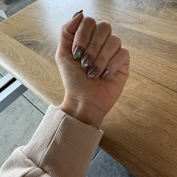 Canny Nails & Spa - Glazed chocolate hard gel nails almond shape - Nail Salons Near Me - Temecula, California