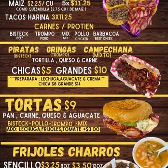 Tacos La Sultana - Tacos Menu Piratas - Gringas - Campechana Tortas Frijoles Charros - Tacos Near Me - Houston, Texas Tacos La Sultana - Tacos Menu Piratas - Gringas - Campechana Tortas Frijoles Charros - Tacos Near Me - Houston, Texas