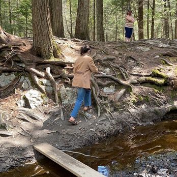 Cascade Falls Trail - Little boards to cross the stream - Hiking Near Me - Old Orchard Beach, Maine